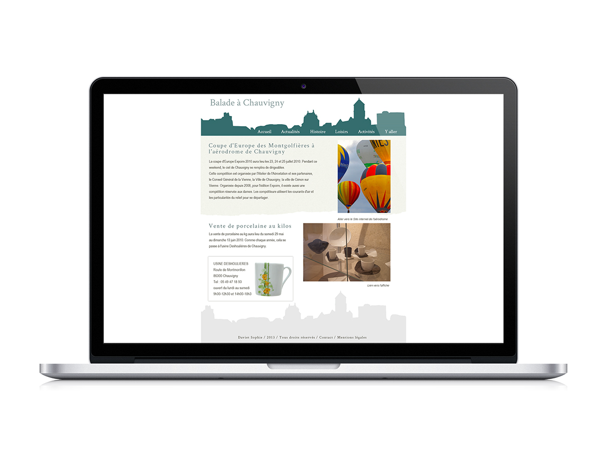 Balade à Chauvigny maquette site macbook